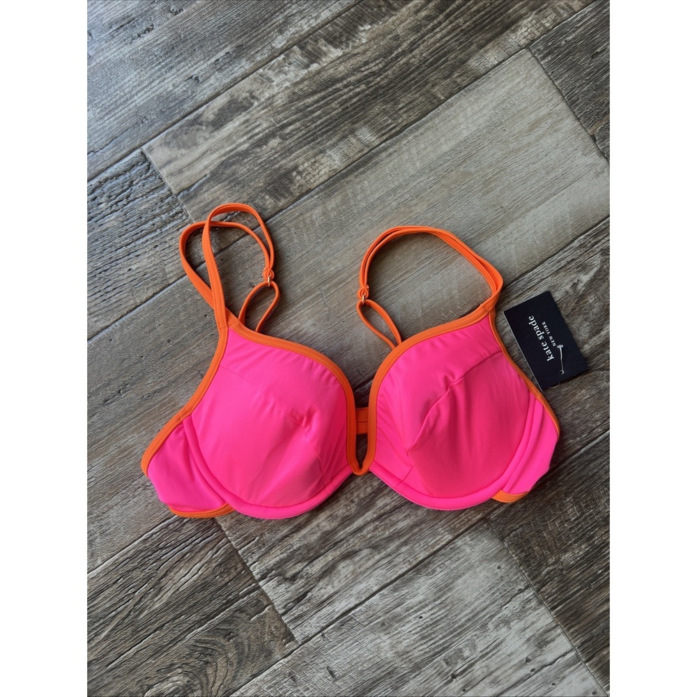 kate spade New York Women's U-Wire Pink Swim Bikini Top Swimsuit Size Small - Picture 4 of 5